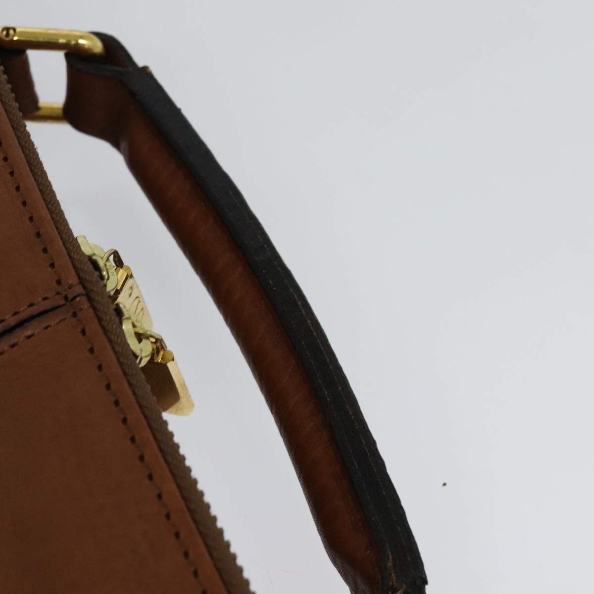 VALENTINO Hand Bag Leather 2way Brown Gold Auth bs27369