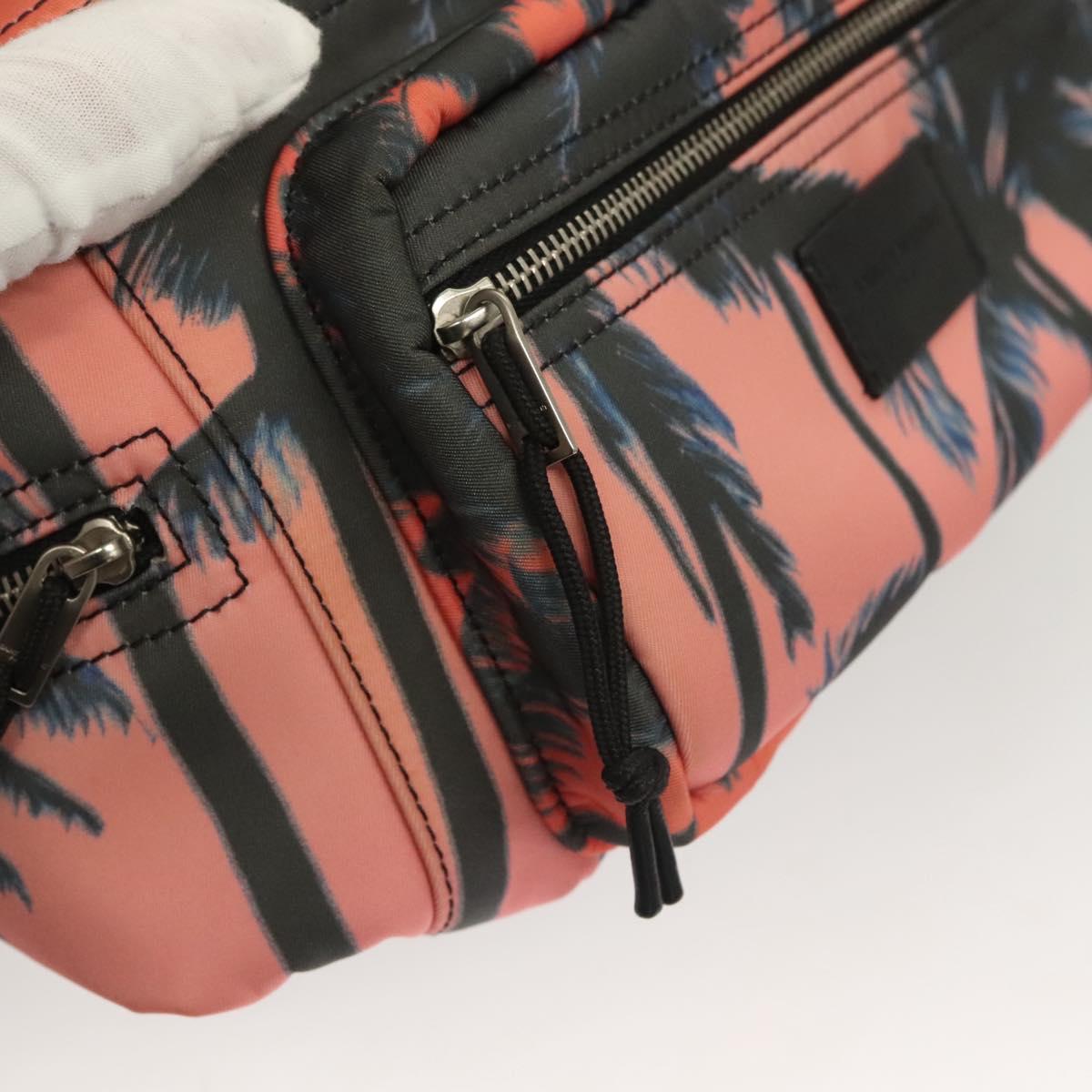 SAINT LAURENT Body Bag Nylon Pink Silver Auth bs27374
