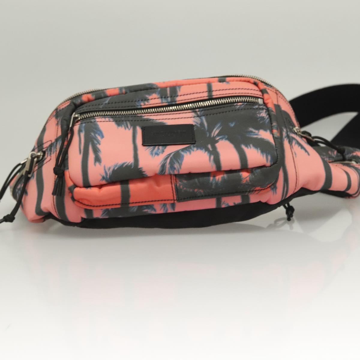 SAINT LAURENT Body Bag Nylon Pink Silver Auth bs27374