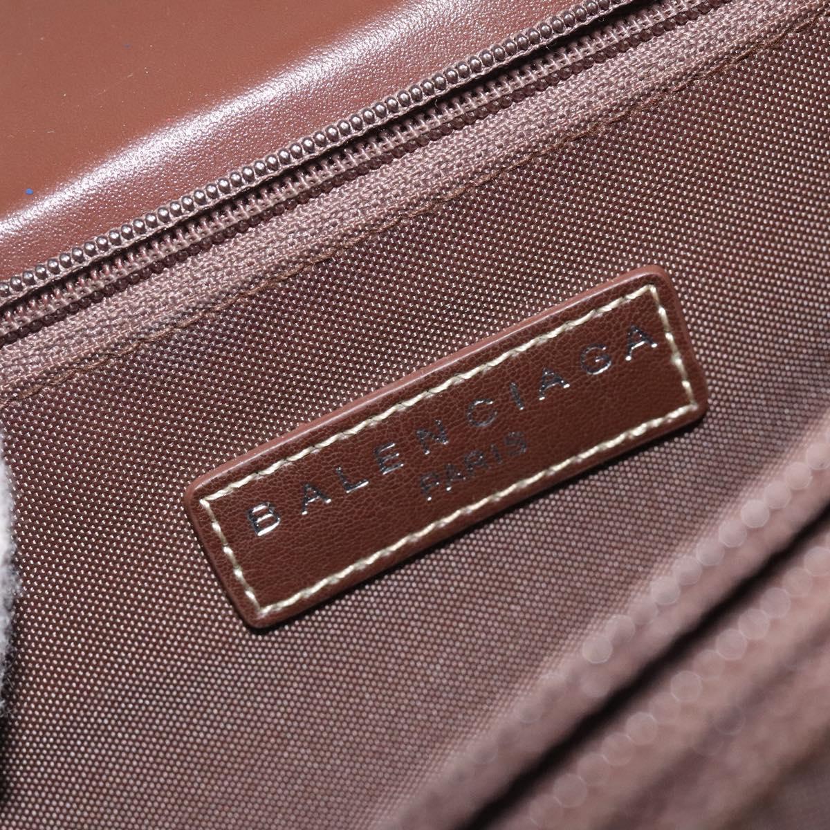 BALENCIAGA Hand Bag Leather Vintage Brown Silver Auth bs27376