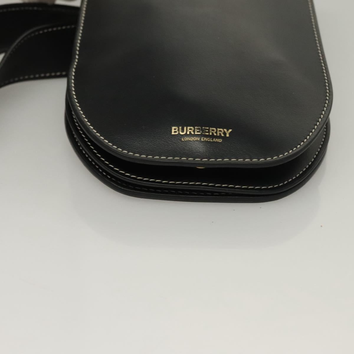 BURBERRY Waist Bag Leather Black Gold Auth bs27391