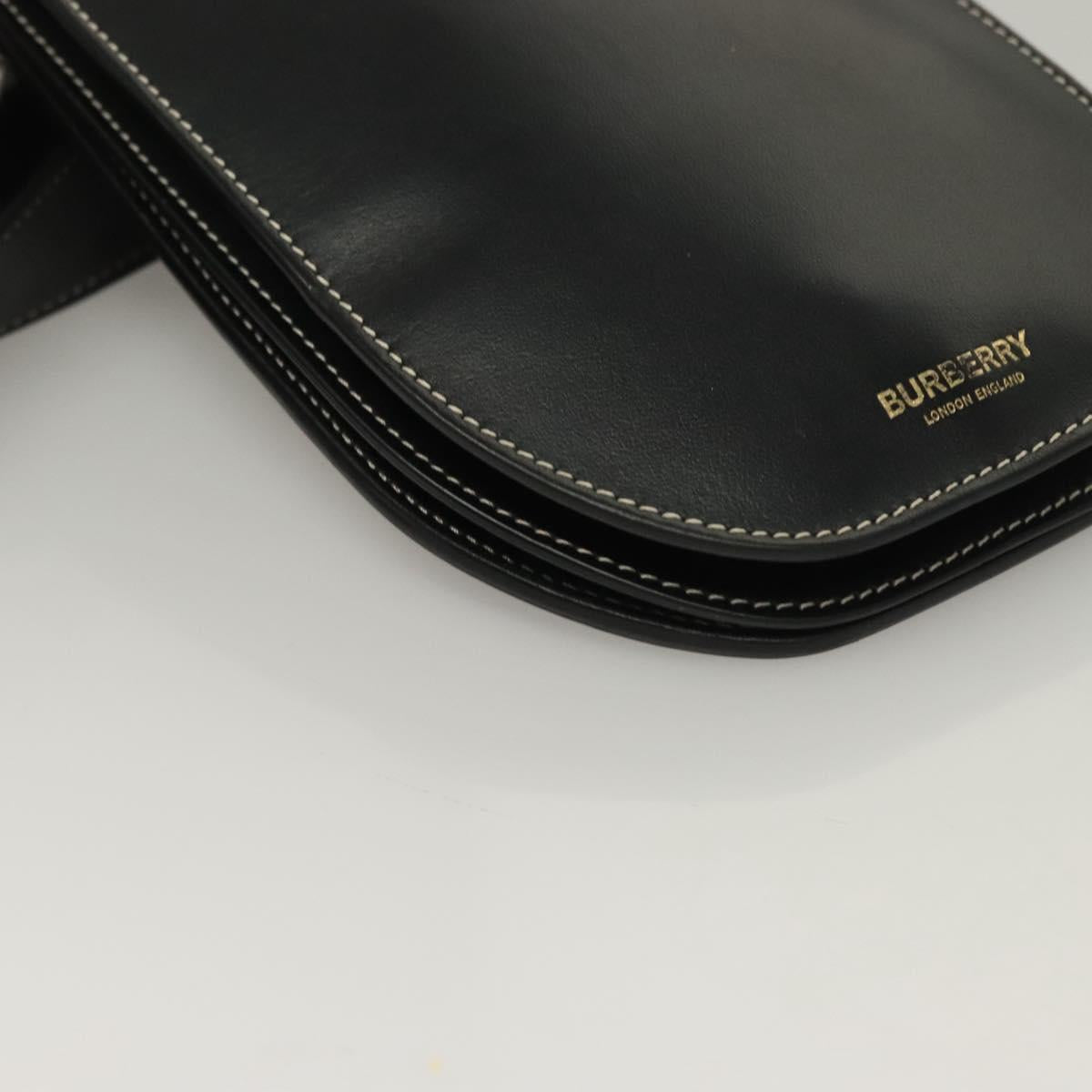 BURBERRY Waist Bag Leather Black Gold Auth bs27391