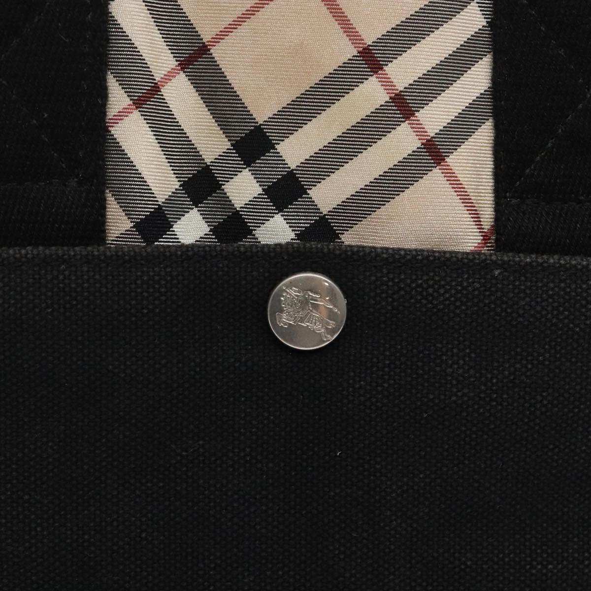 BURBERRY Blue Label Hand Bag Canvas Black Silver Auth bs27392