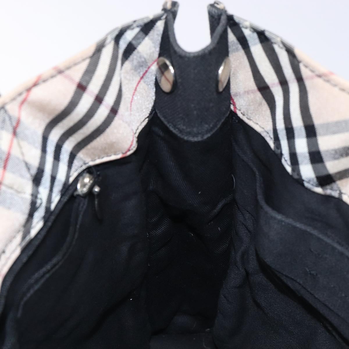 BURBERRY Blue Label Hand Bag Canvas Black Silver Auth bs27392