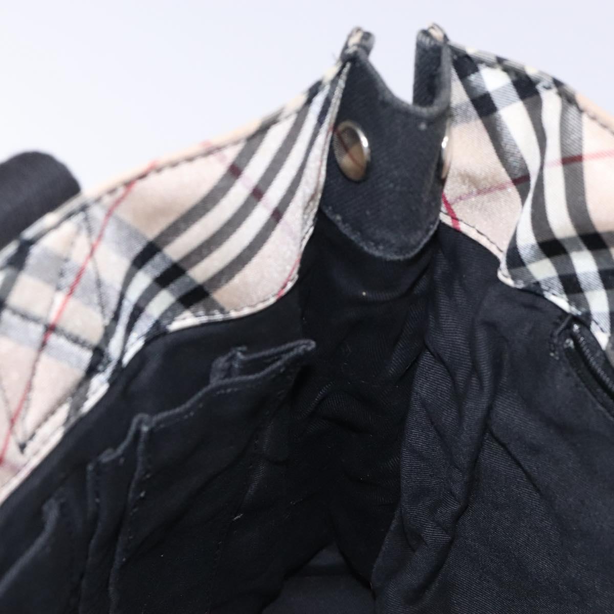 BURBERRY Blue Label Hand Bag Canvas Black Silver Auth bs27392