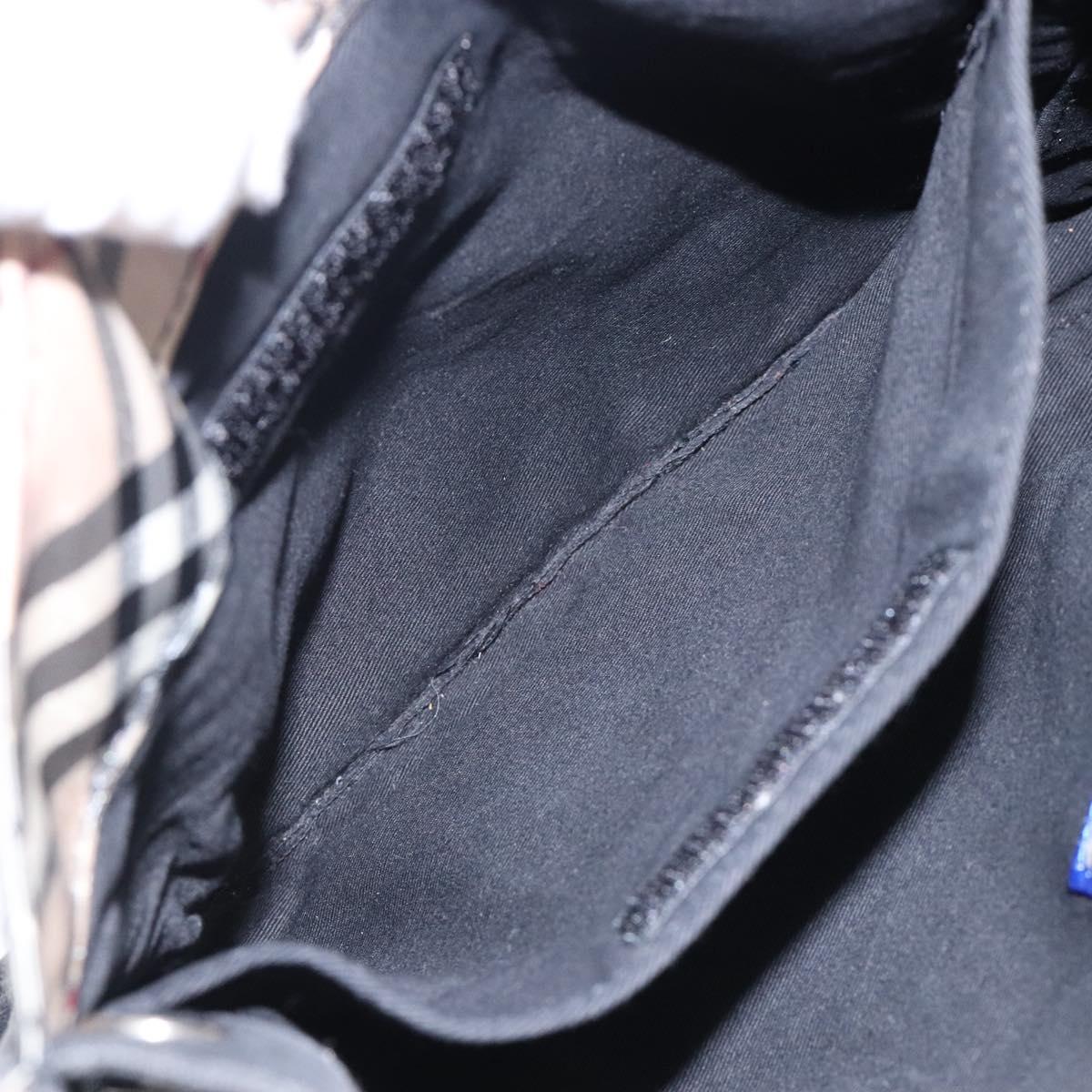 BURBERRY Blue Label Hand Bag Canvas Black Silver Auth bs27392