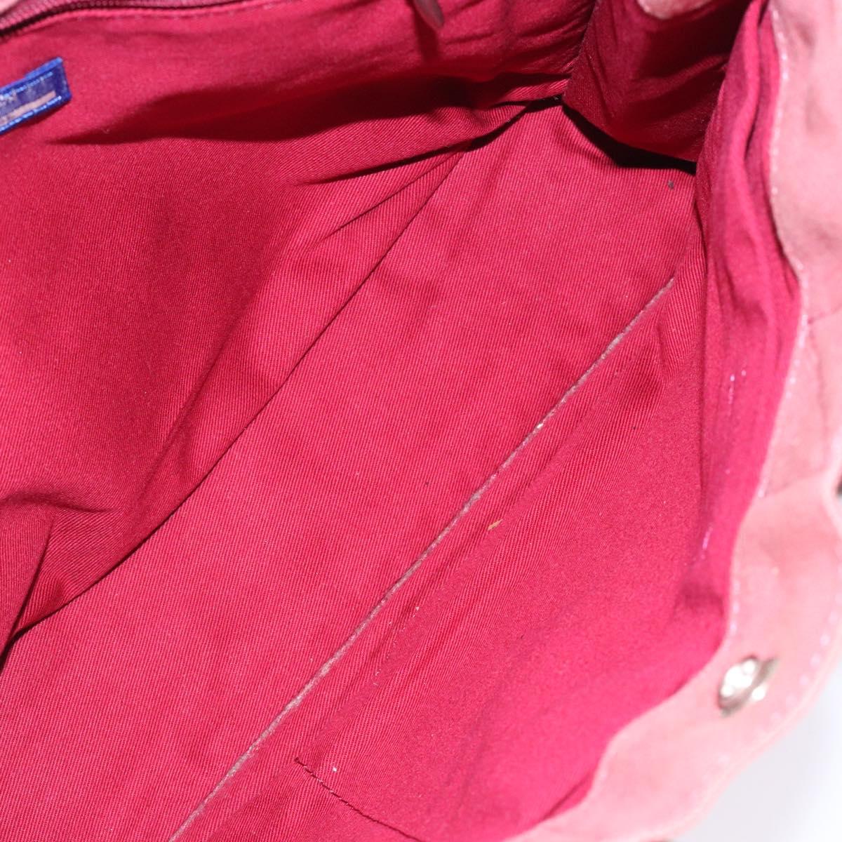 BURBERRY Blue Label Hand Bag Canvas Pink Silver Auth bs27396