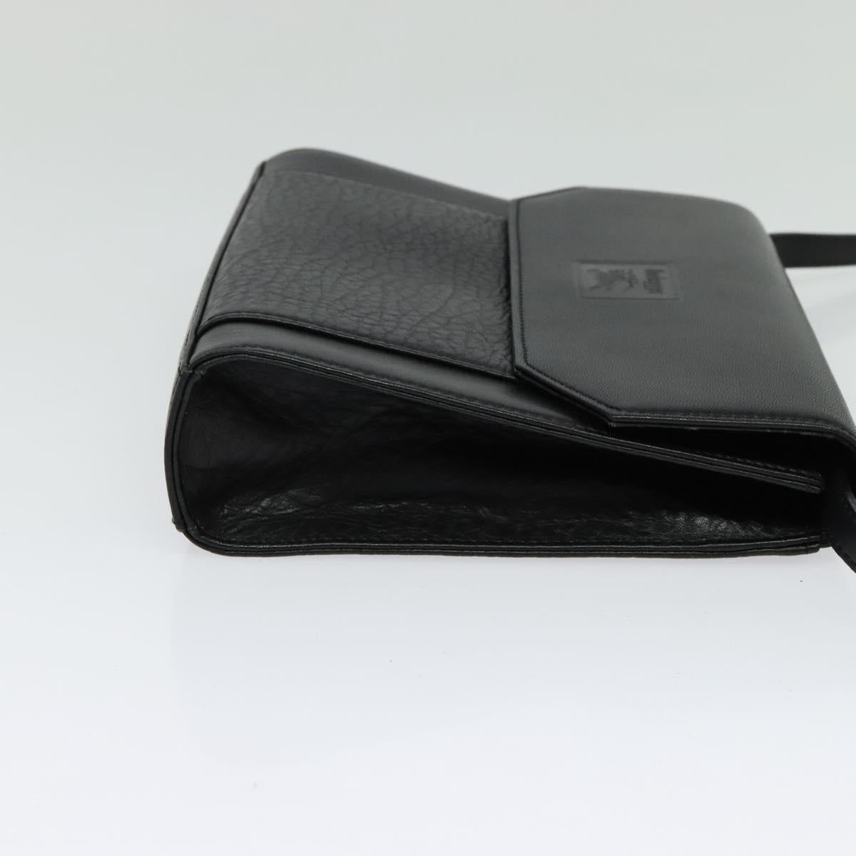 Burberrys Shoulder Bag Leather Black Gold Auth bs27403