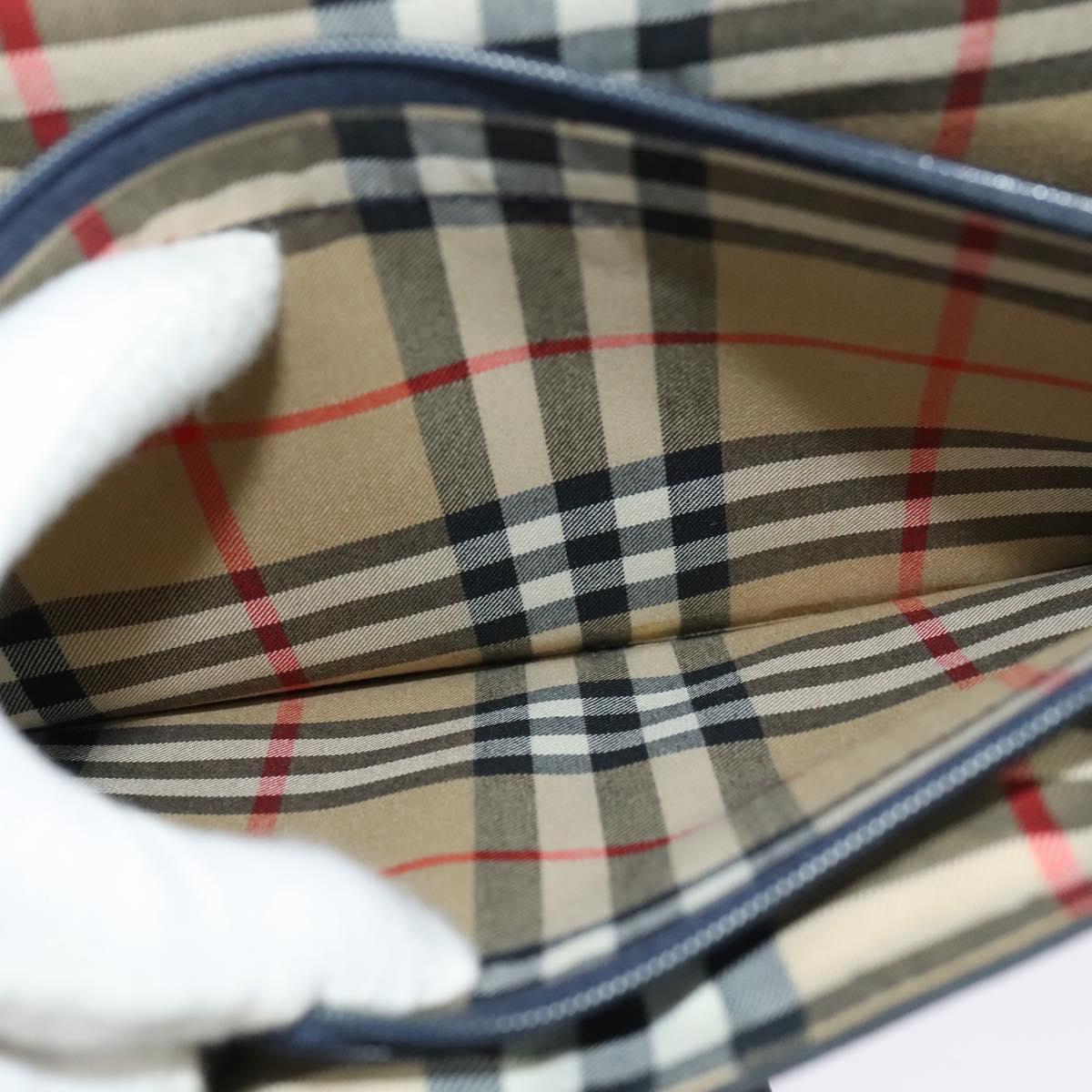 Burberrys Shoulder Bag Leather Navy Gold Auth bs27404