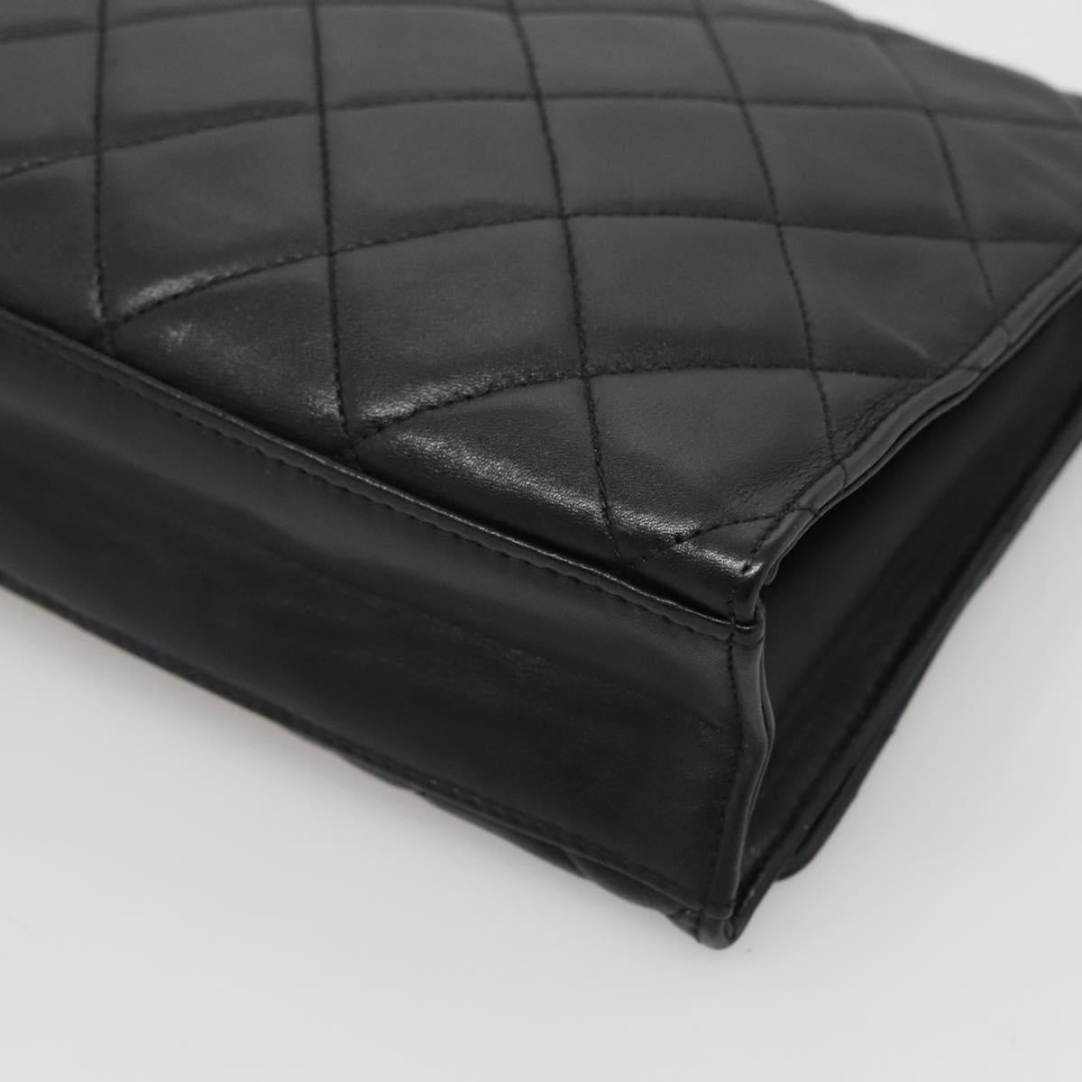 CHANEL Matelasse Chain Shoulder Bag Lamb Skin Black Gold CC Auth bs27414
