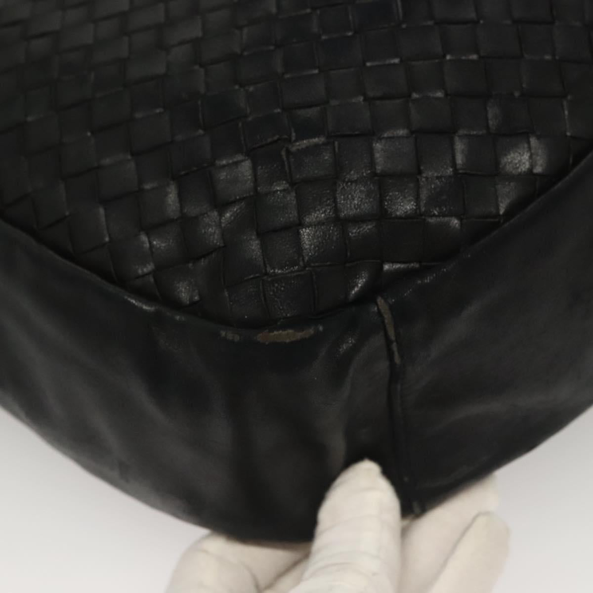 BOTTEGA VENETA INTRECCIATO Shoulder Bag Leather Black Auth bs27424