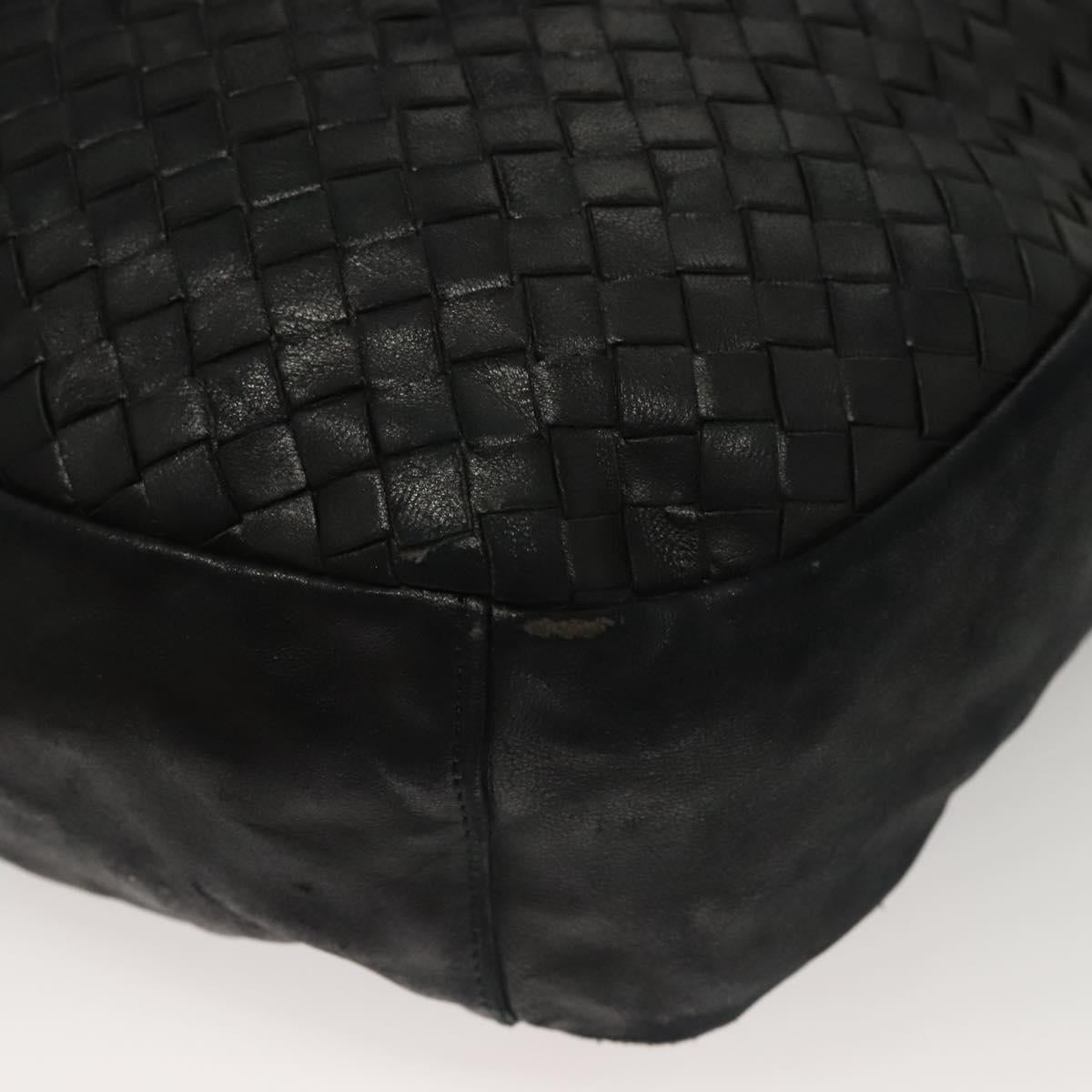 BOTTEGA VENETA INTRECCIATO Shoulder Bag Leather Black Auth bs27424