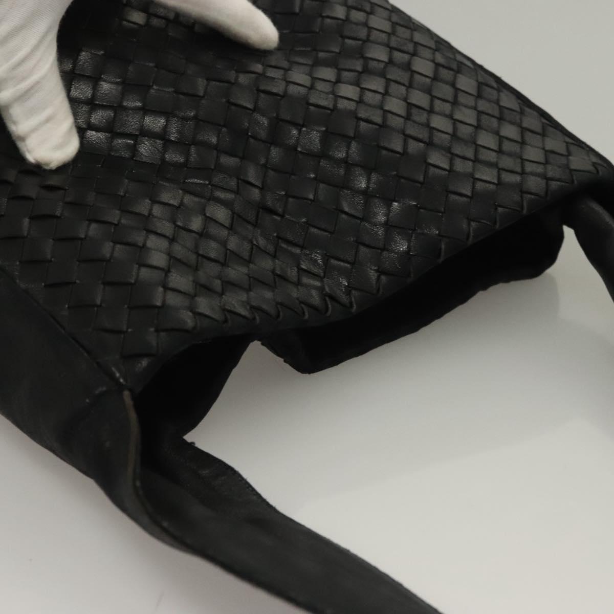 BOTTEGA VENETA INTRECCIATO Shoulder Bag Leather Black Auth bs27424