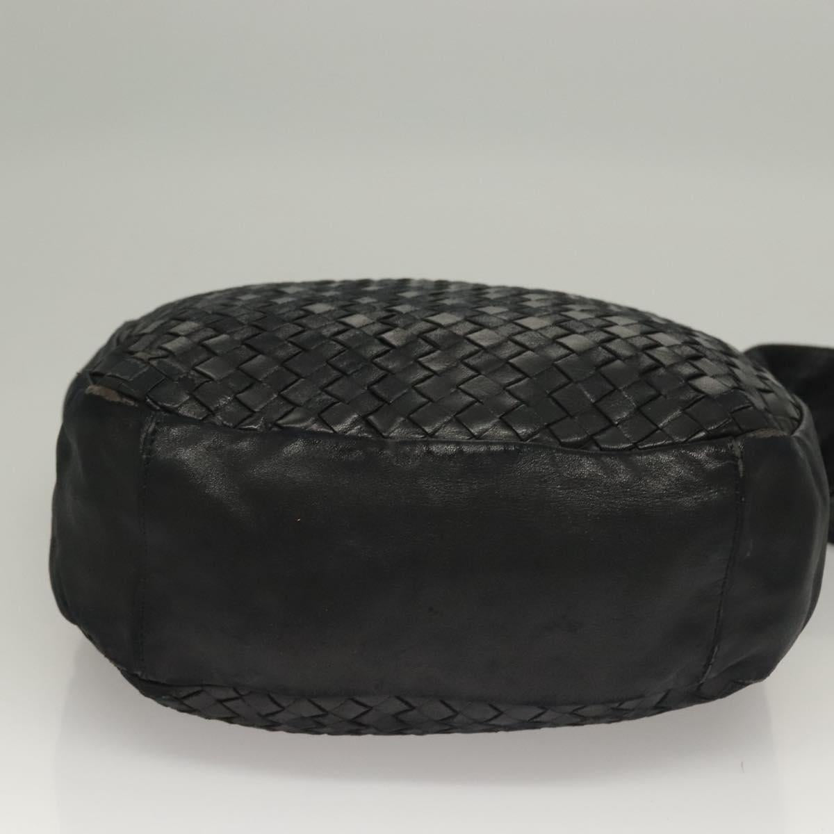BOTTEGA VENETA INTRECCIATO Shoulder Bag Leather Black Auth bs27424