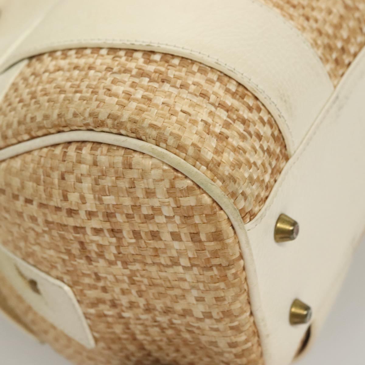 Chloe Hand Bag Raffia Beige White Auth bs27427