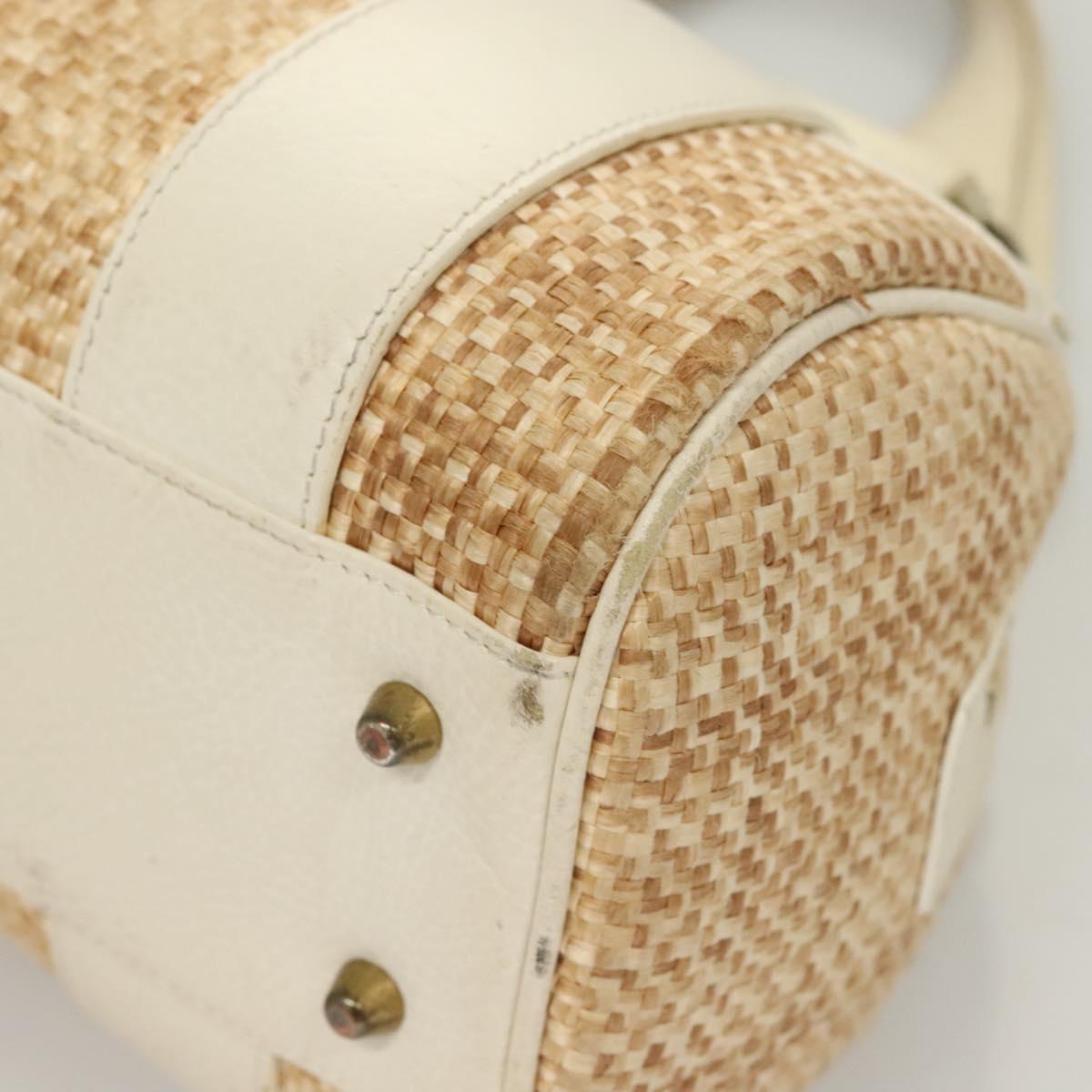 Chloe Hand Bag Raffia Beige White Auth bs27427