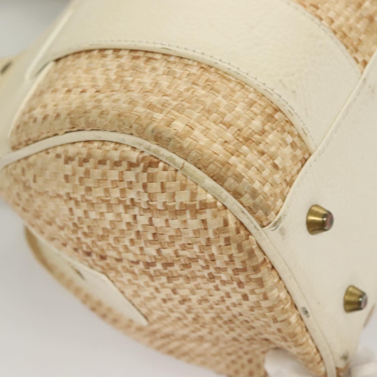 Chloe Hand Bag Raffia Beige White Auth bs27427