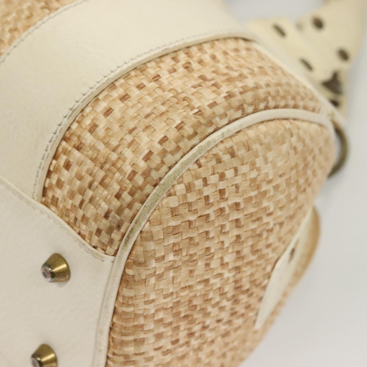 Chloe Hand Bag Raffia Beige White Auth bs27427
