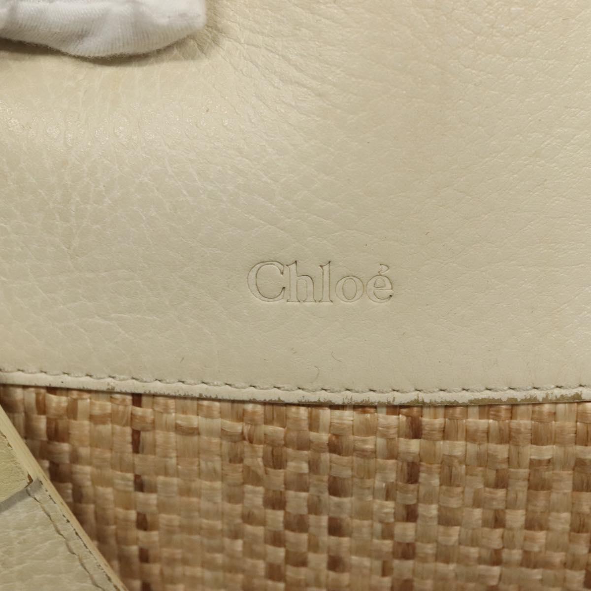 Chloe Hand Bag Raffia Beige White Auth bs27427