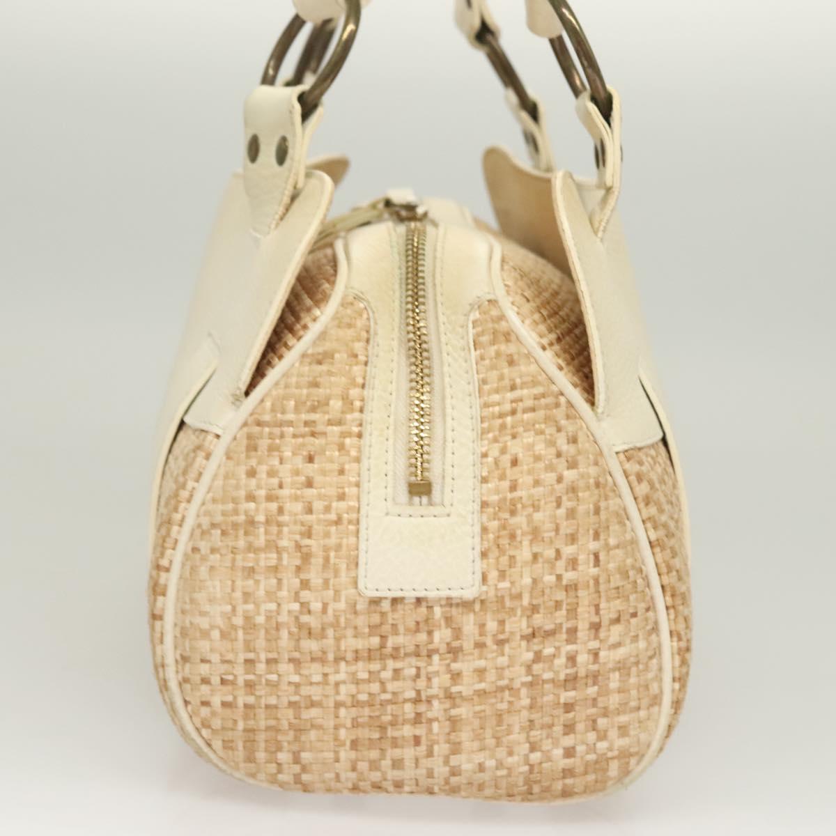 Chloe Hand Bag Raffia Beige White Auth bs27427