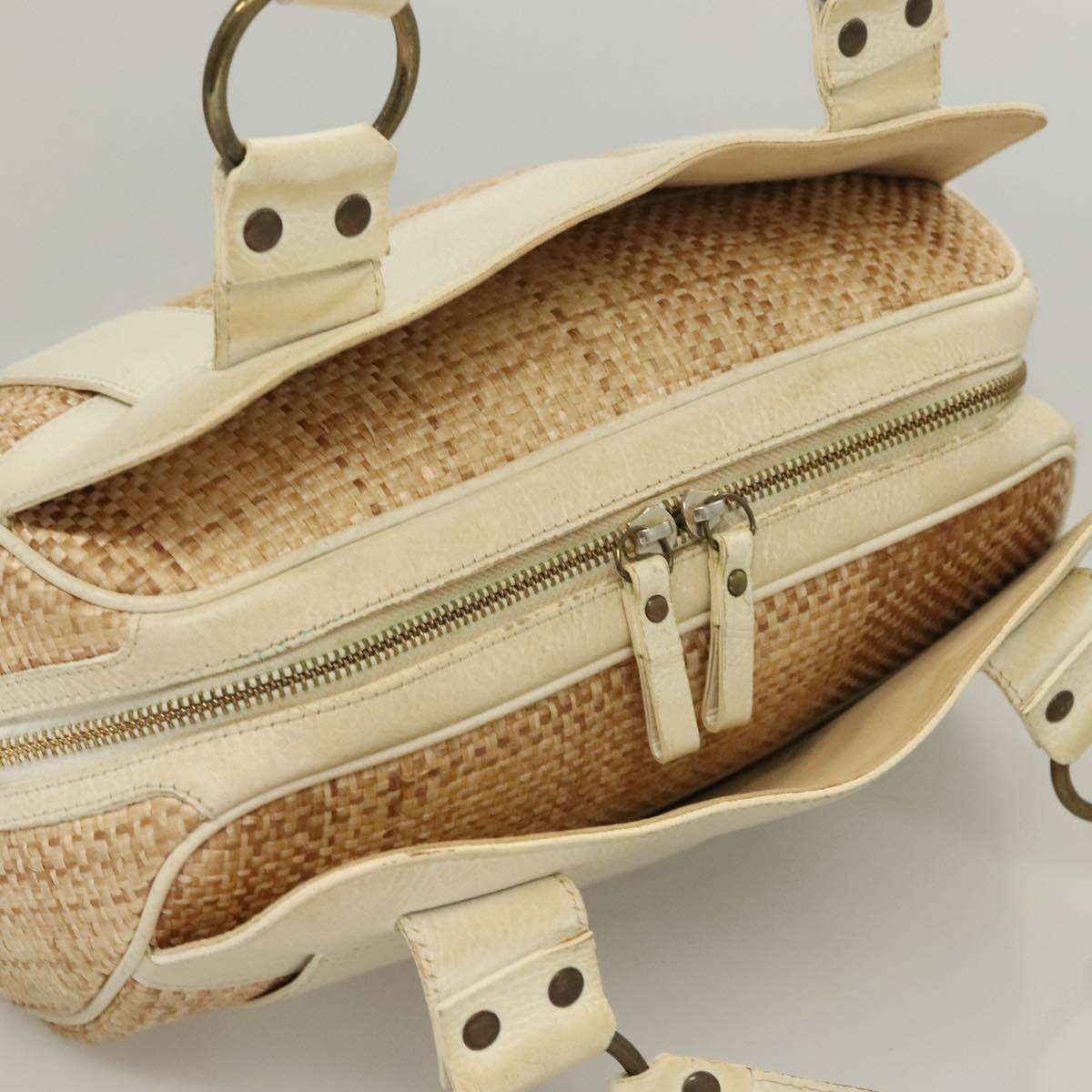 Chloe Hand Bag Raffia Beige White Auth bs27427