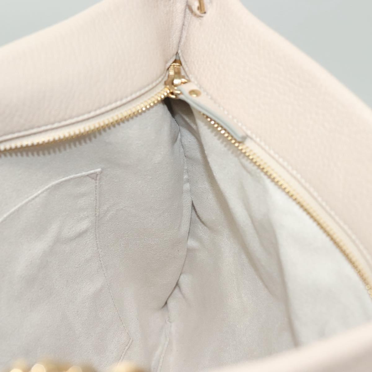 Jimmy Choo Chain Shoulder Bag Leather Beige Gold Auth bs27431