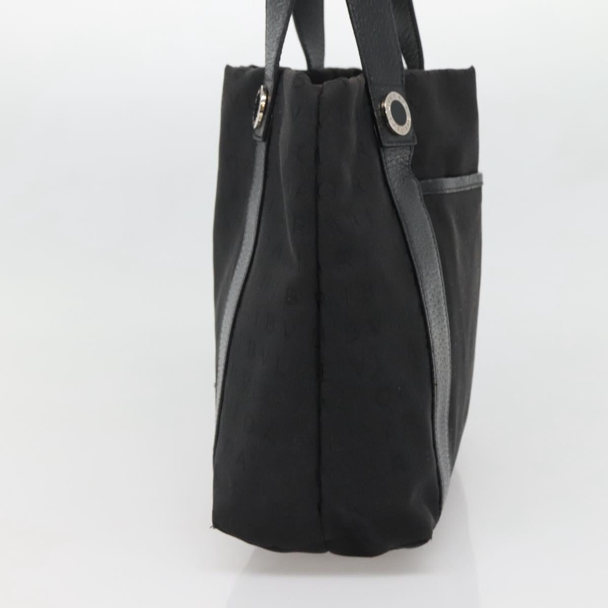 BVLGARI Logo Mania Tote Bag Canvas Black Silver Auth bs27433