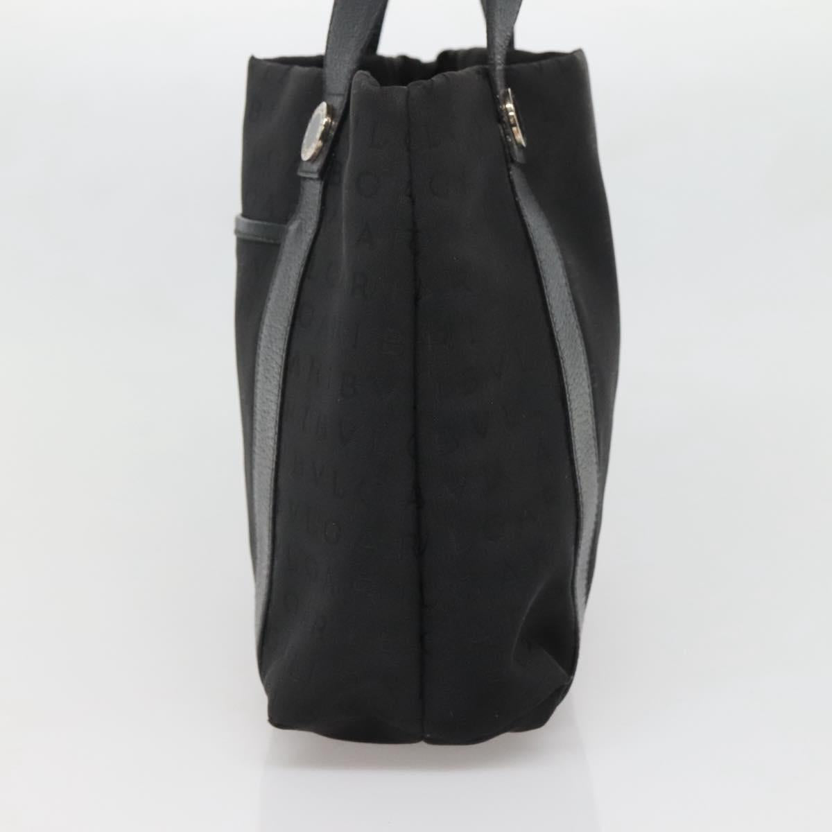 BVLGARI Logo Mania Tote Bag Canvas Black Silver Auth bs27433