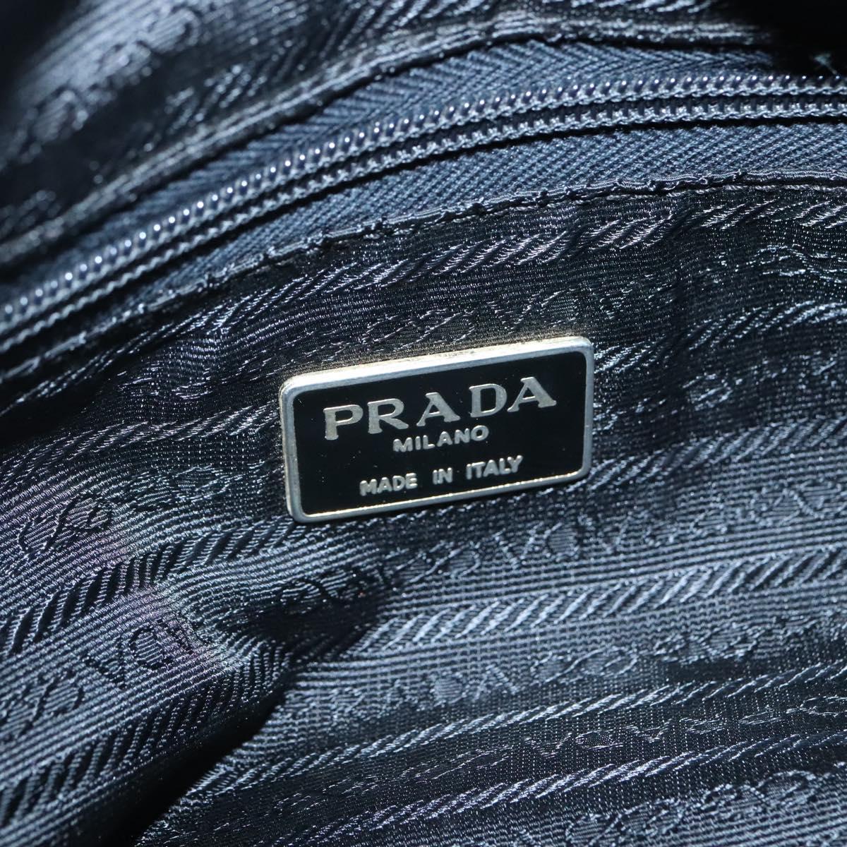 PRADA Hand Bag Nylon Bordeaux Silver Auth bs27436