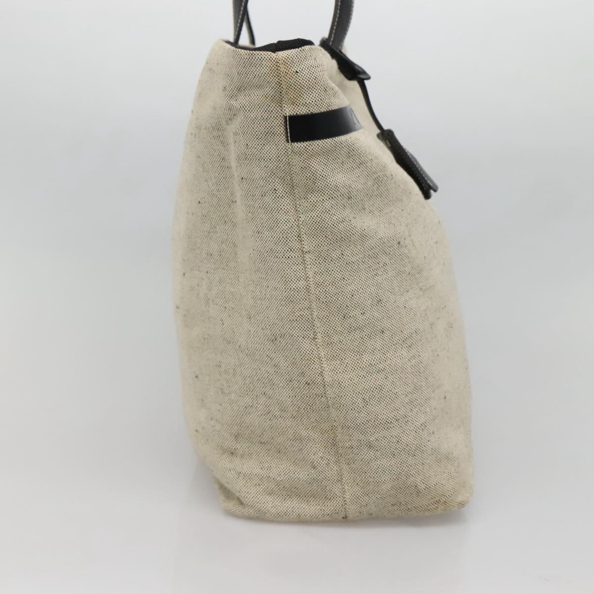 PRADA Sports Tote Bag Canvas Beige Silver Auth bs27440