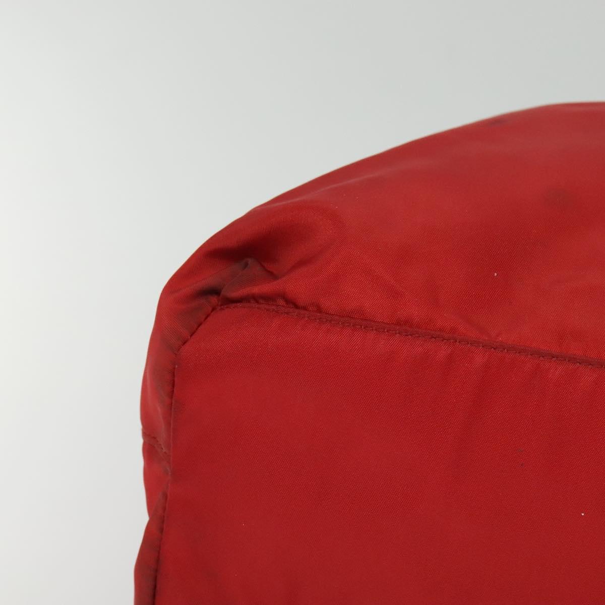 PRADA Tote Bag Nylon Red Gold Auth bs27441