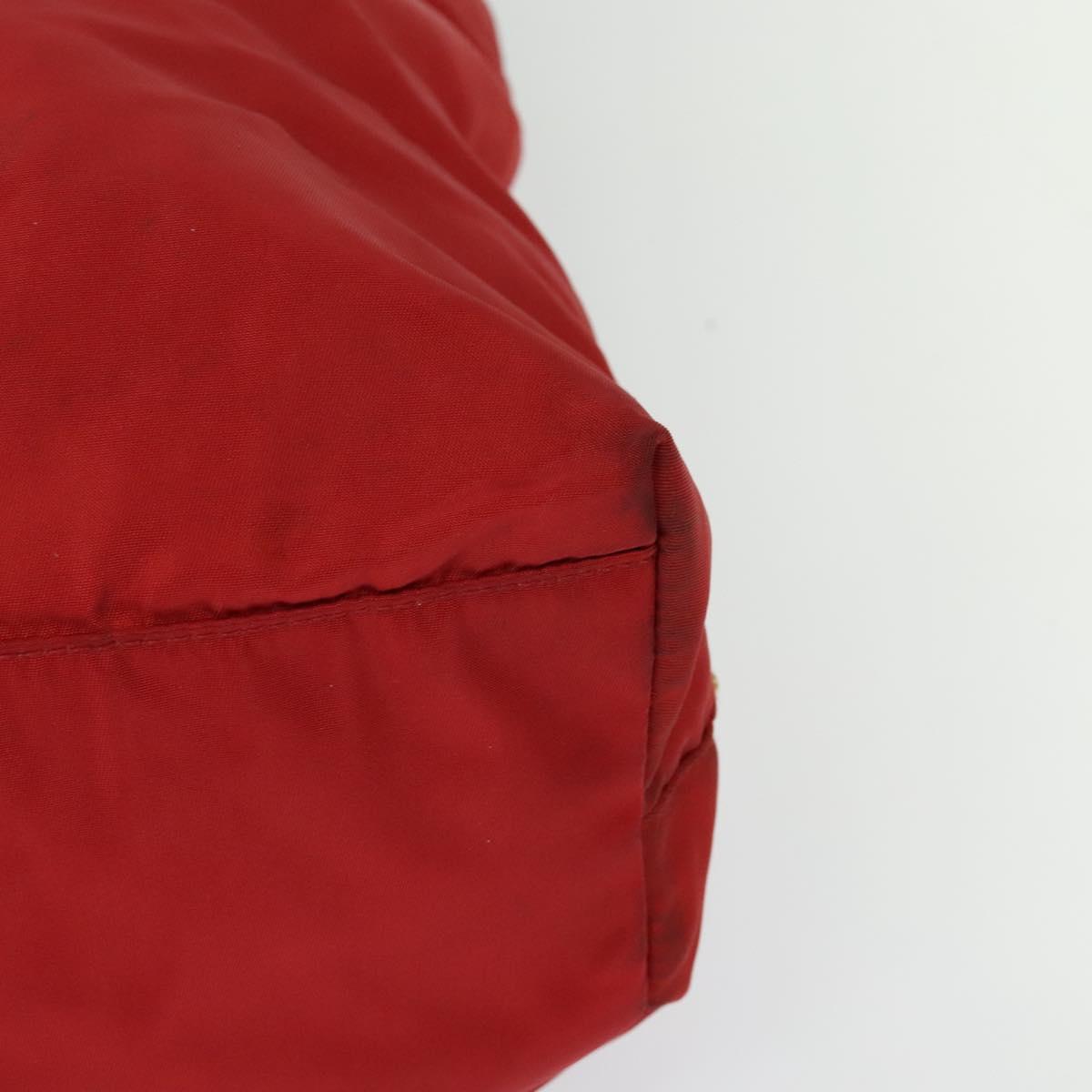 PRADA Tote Bag Nylon Red Gold Auth bs27441