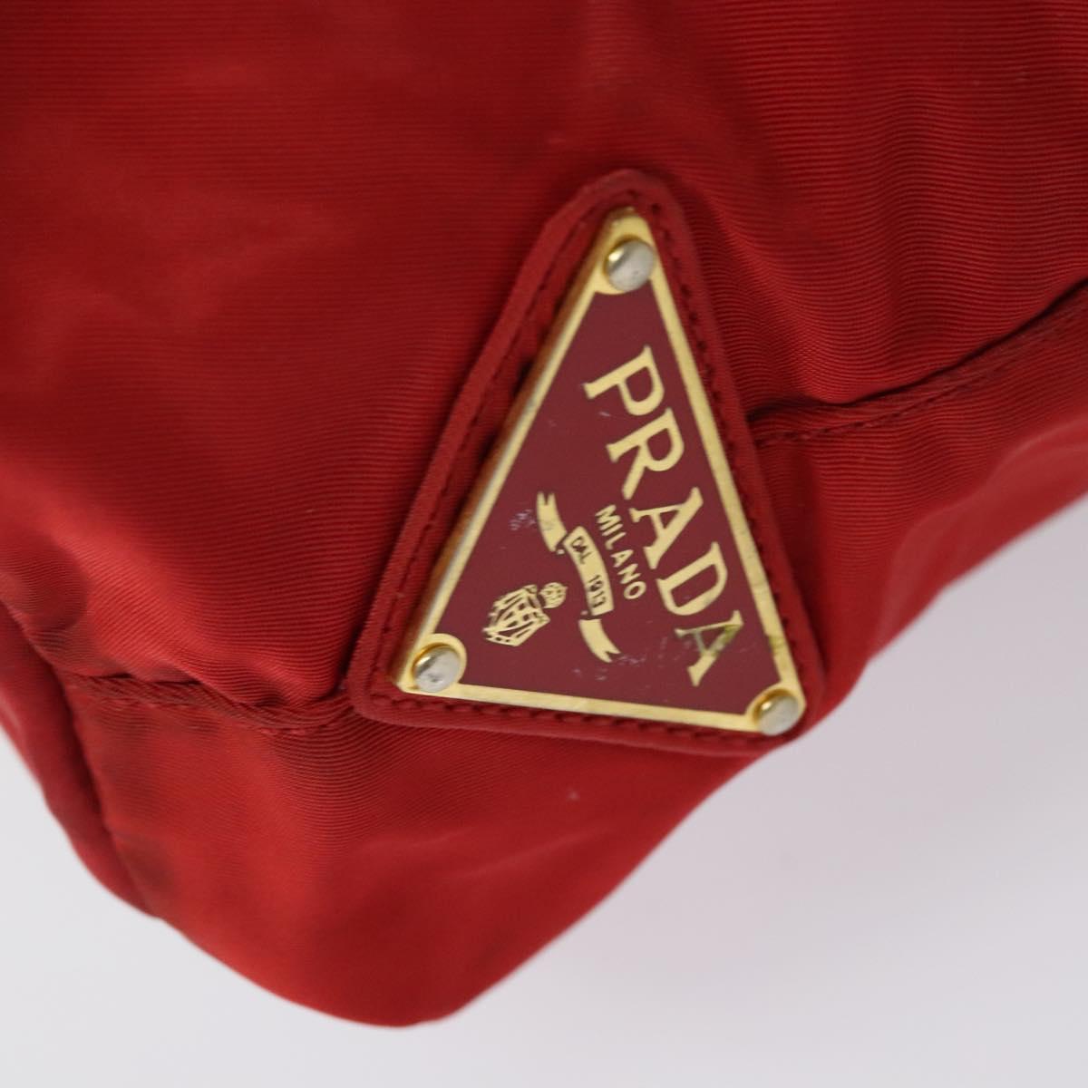 PRADA Tote Bag Nylon Red Gold Auth bs27441