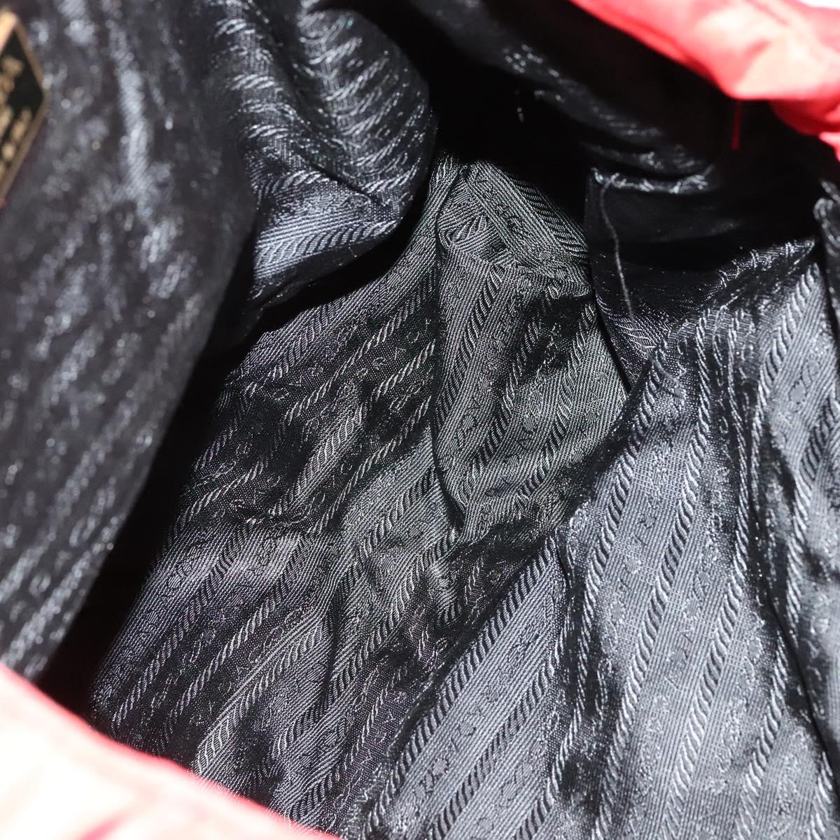 PRADA Tote Bag Nylon Red Gold Auth bs27441