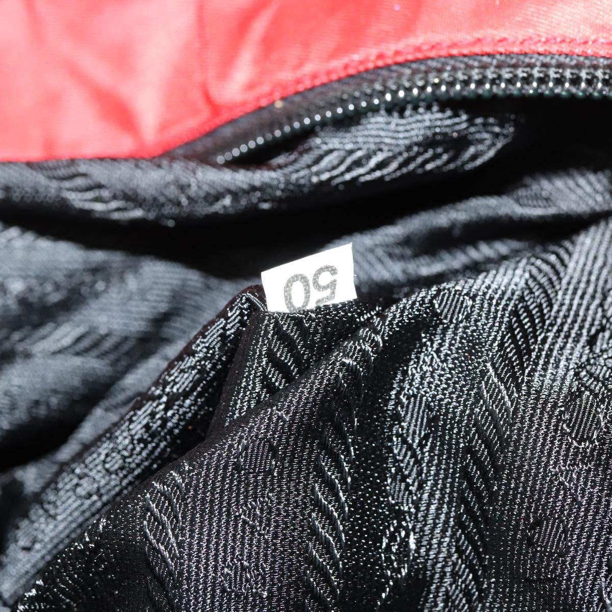 PRADA Tote Bag Nylon Red Gold Auth bs27441
