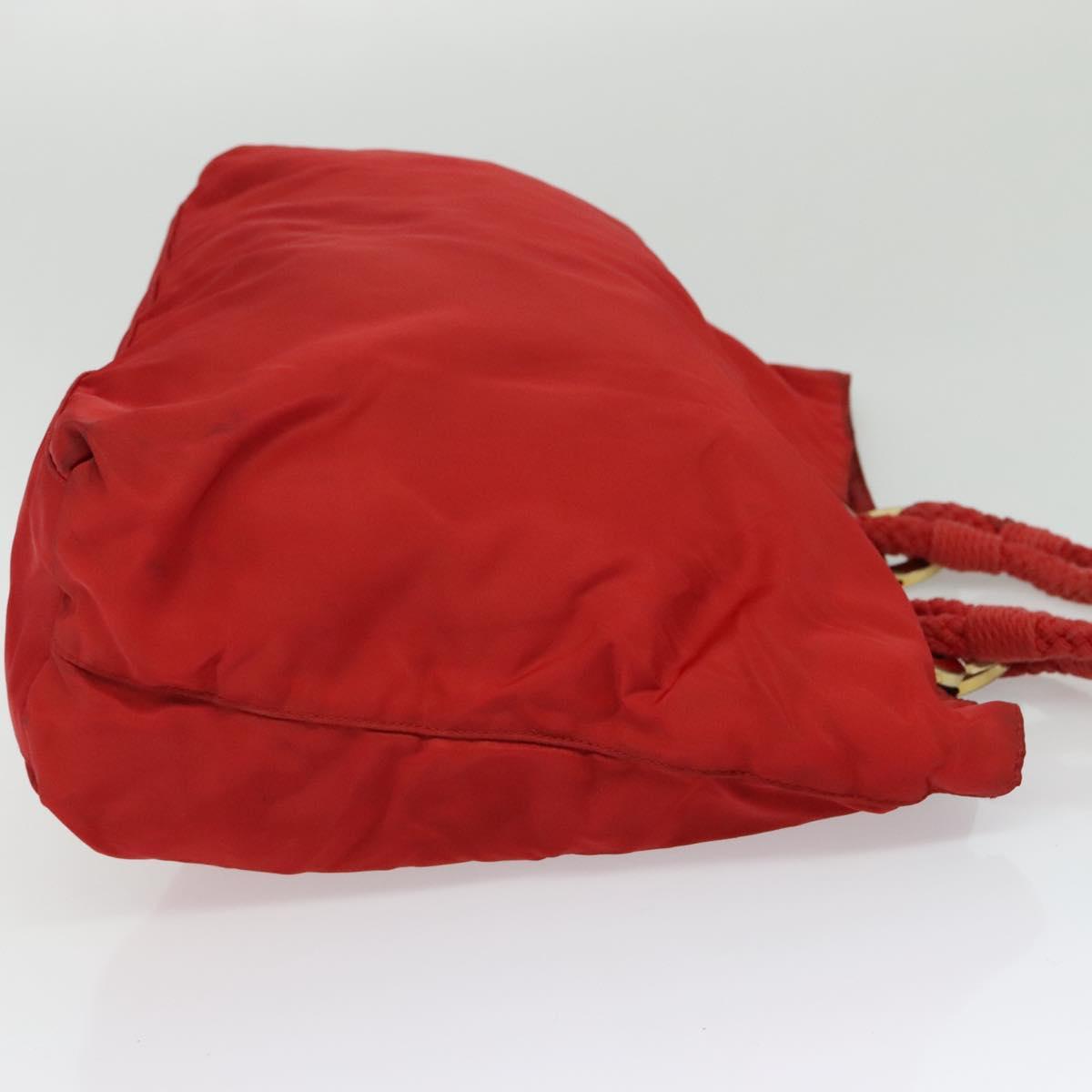 PRADA Tote Bag Nylon Red Gold Auth bs27441