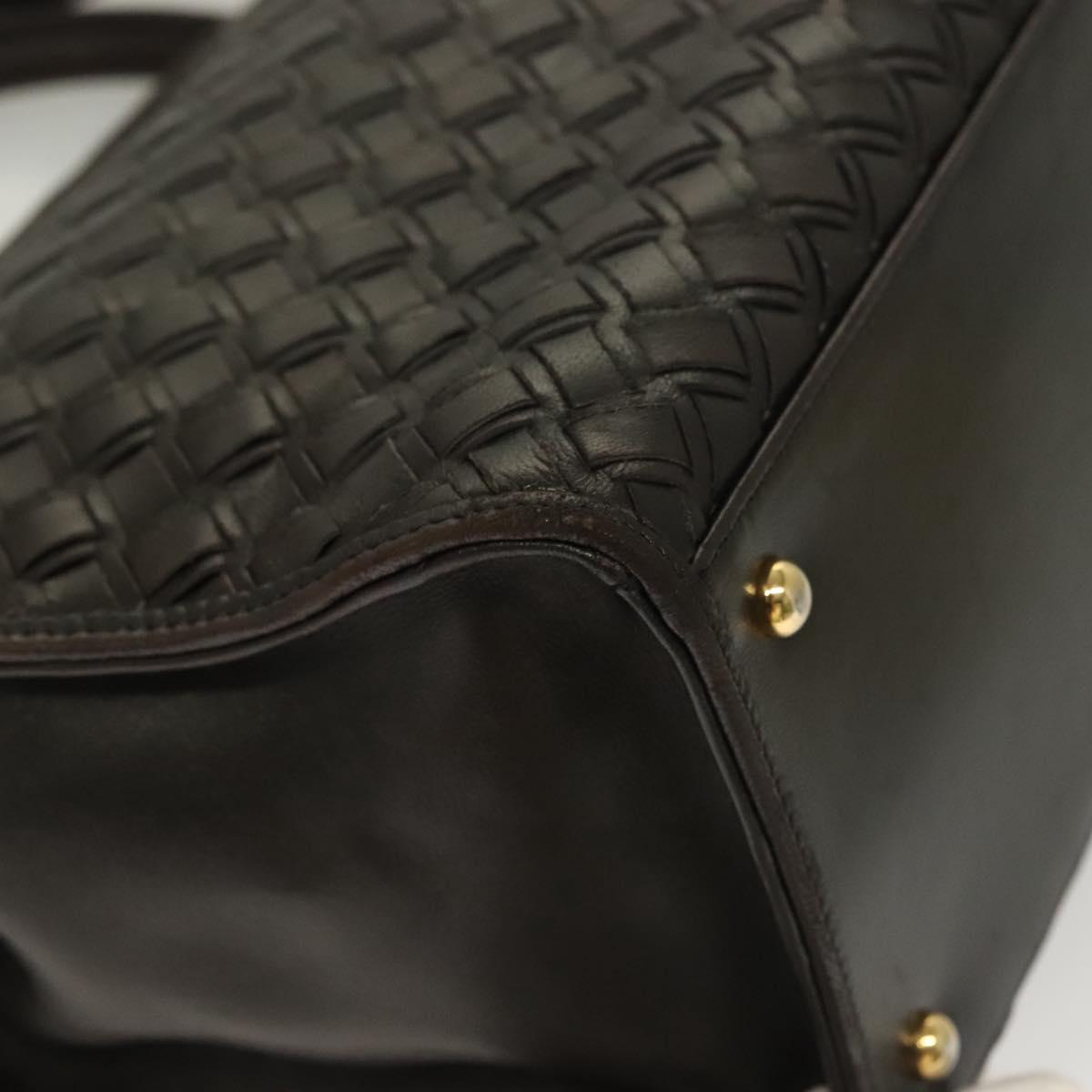 BALLY Hand Bag Leather Brown Gold Auth bs27443