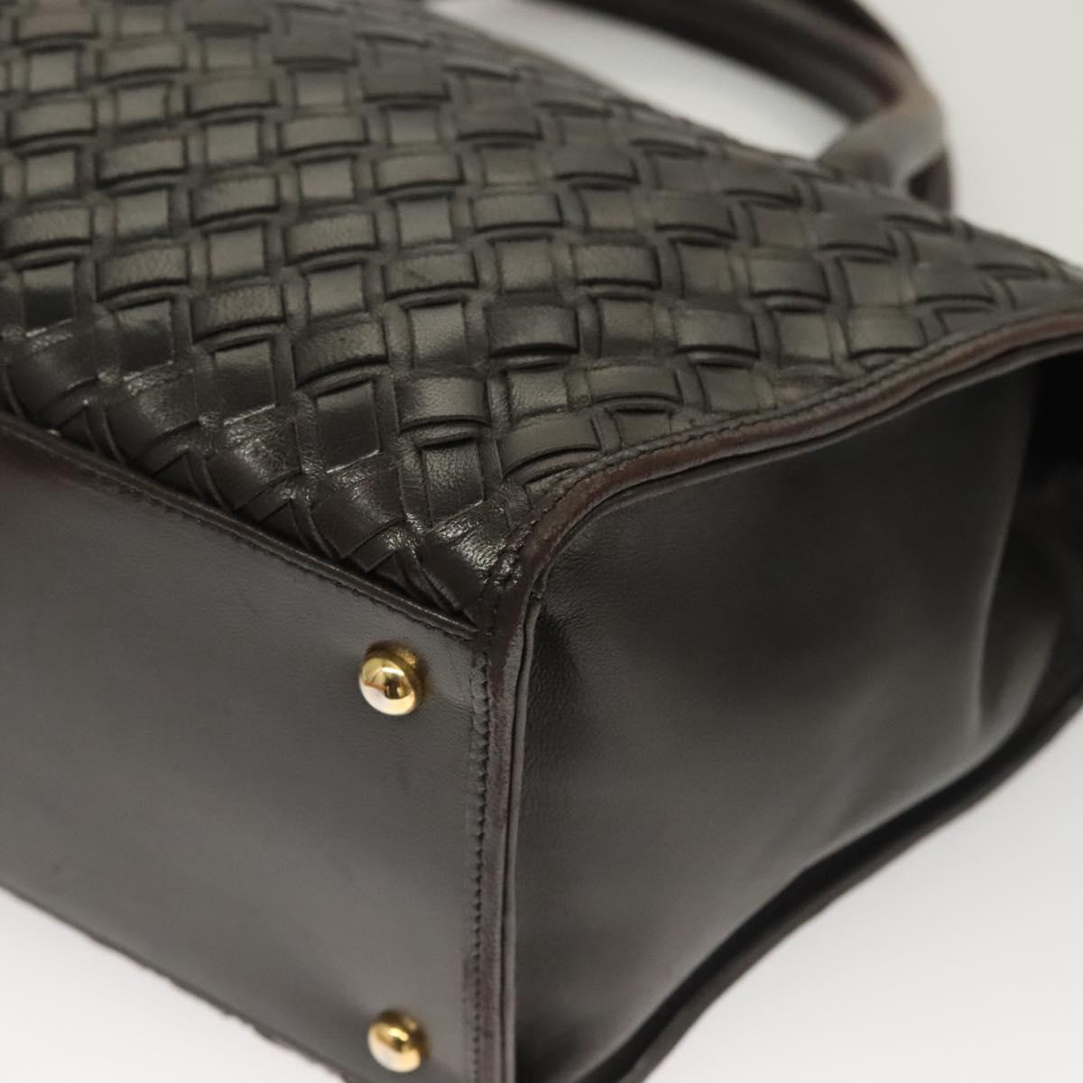 BALLY Hand Bag Leather Brown Gold Auth bs27443