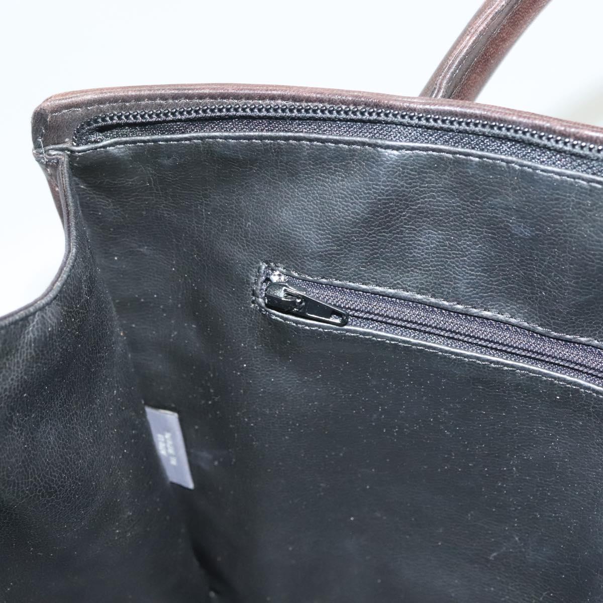 BALLY Hand Bag Leather Brown Gold Auth bs27443