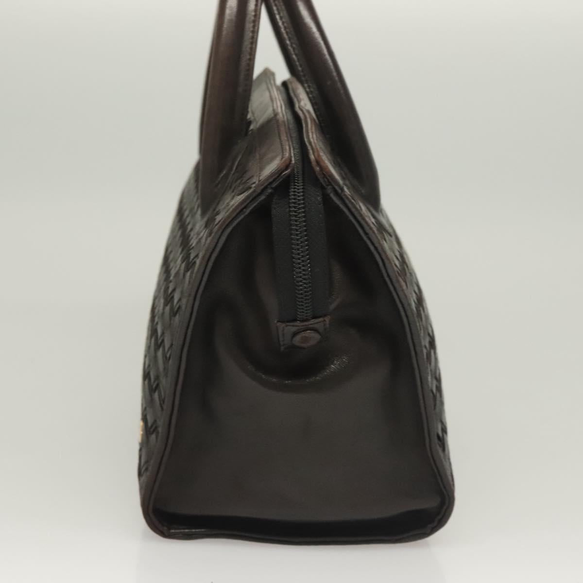 BALLY Hand Bag Leather Brown Gold Auth bs27443
