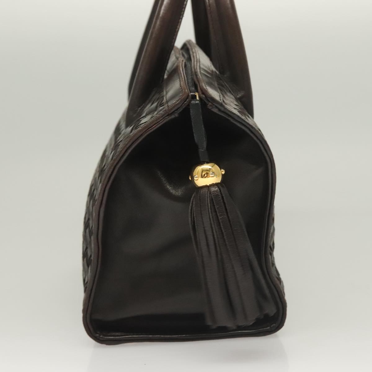 BALLY Hand Bag Leather Brown Gold Auth bs27443