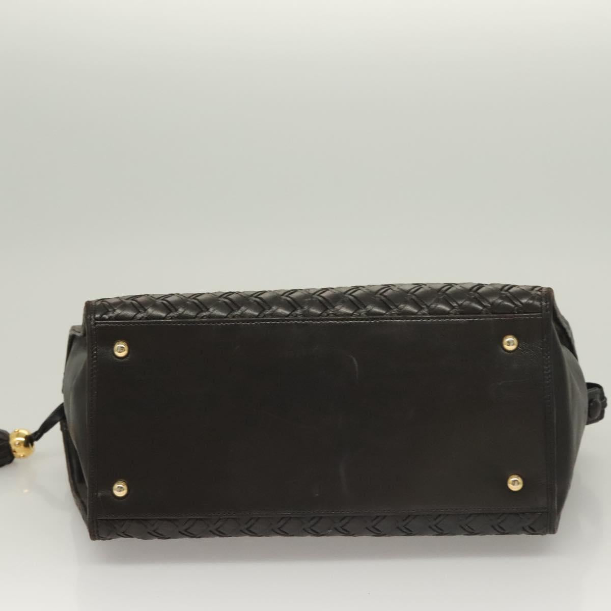 BALLY Hand Bag Leather Brown Gold Auth bs27443