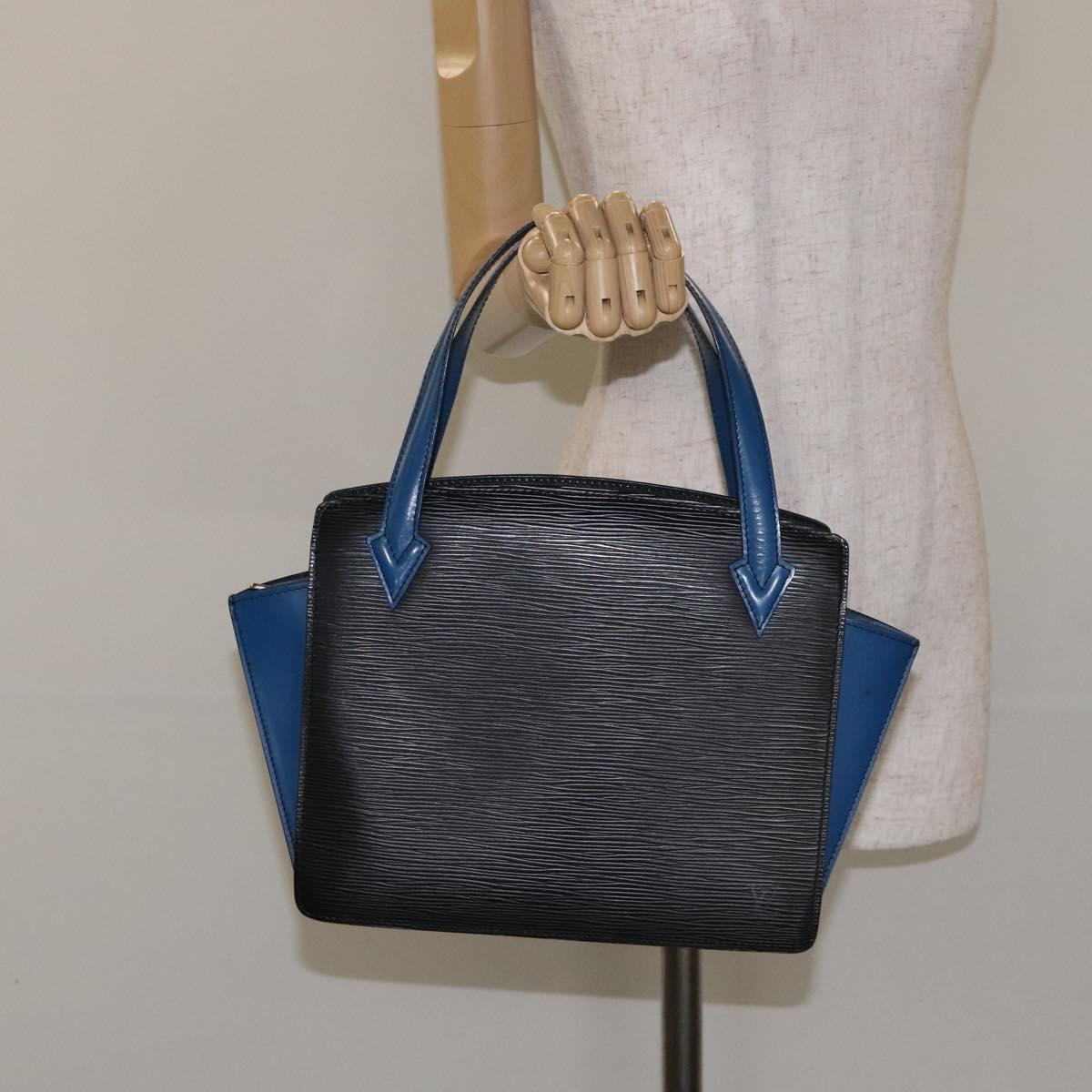LOUIS VUITTON Epi Bicolor Varenne Hand Bag Black Blue M52385 LV Auth bs27448