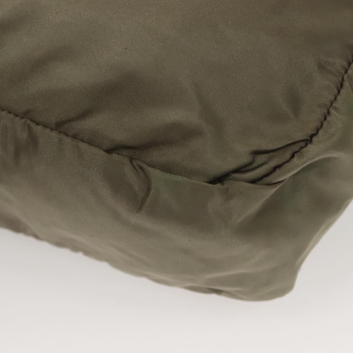 PRADA Tote Bag Nylon Khaki Silver Auth bs27455