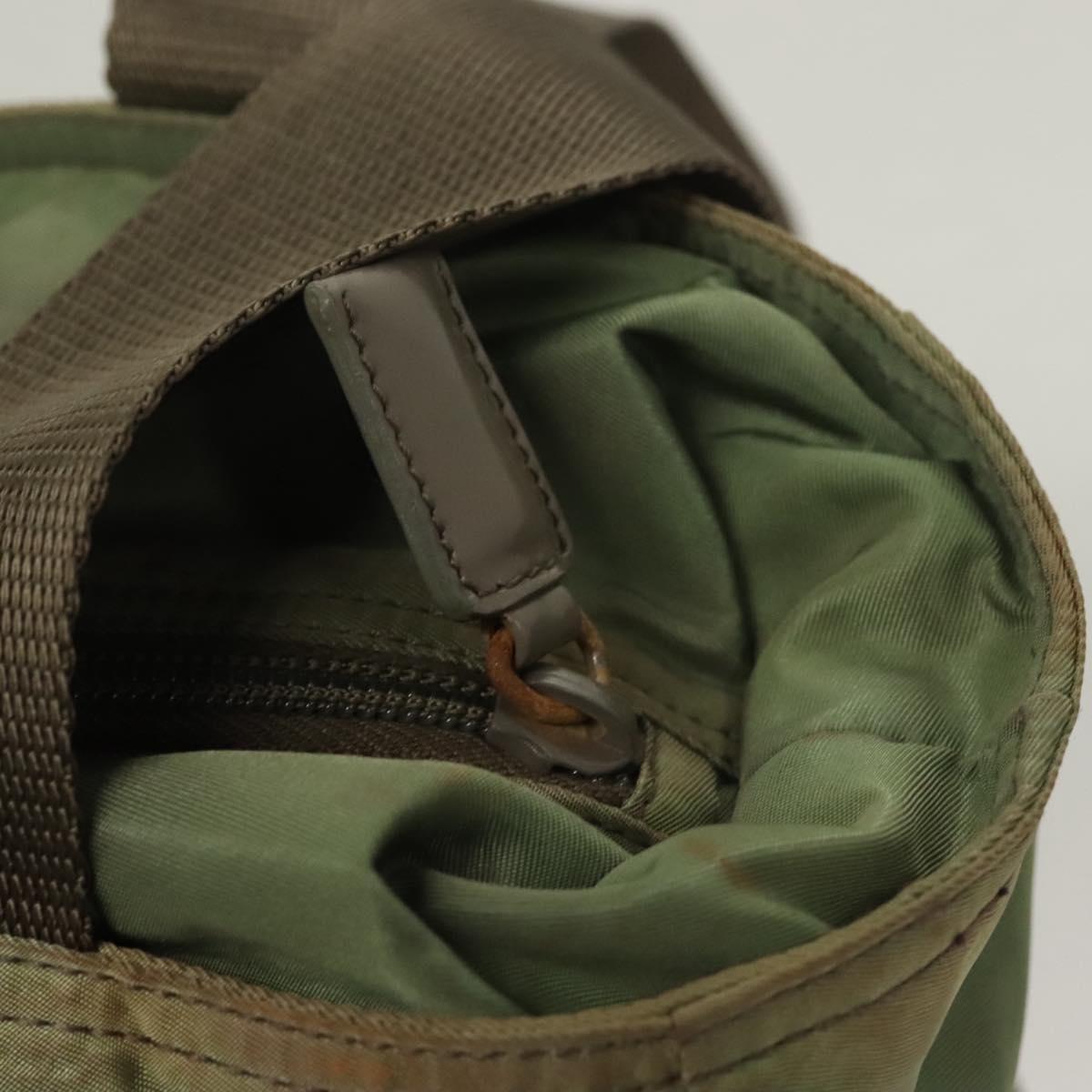 PRADA Tote Bag Nylon Khaki Silver Auth bs27455