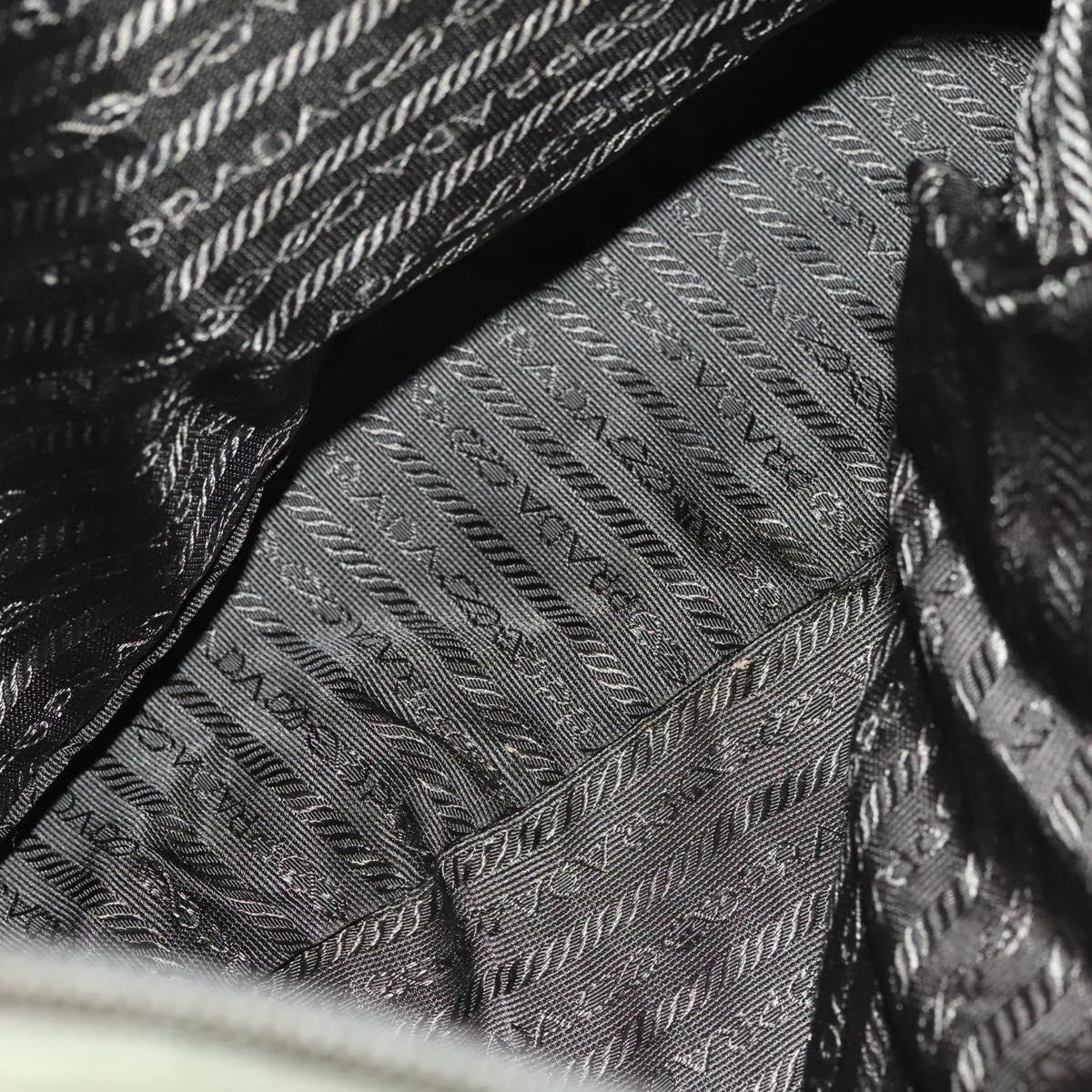 PRADA Tote Bag Nylon Khaki Silver Auth bs27455