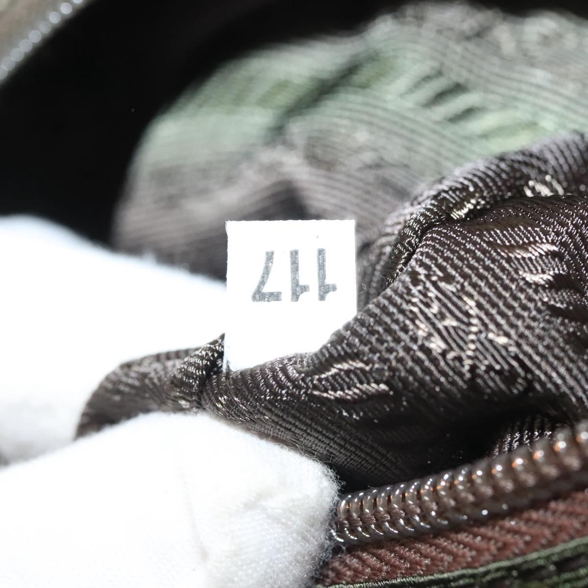 PRADA Tote Bag Nylon Khaki Silver Auth bs27455