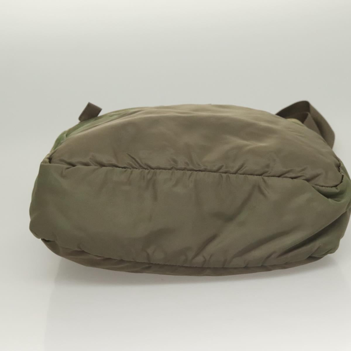 PRADA Tote Bag Nylon Khaki Silver Auth bs27455