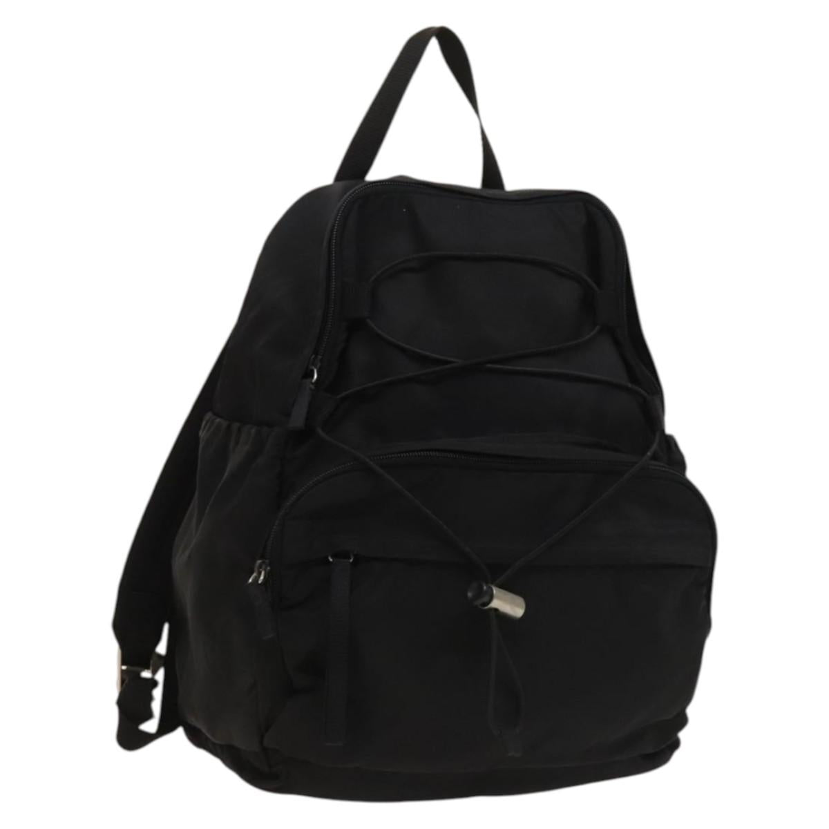 PRADA Backpack Nylon Black Silver Auth bs27459