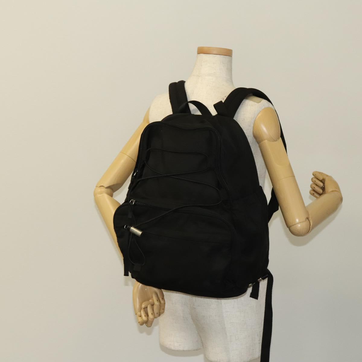 PRADA Backpack Nylon Black Silver Auth bs27459